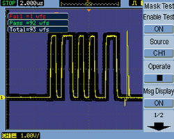 Figure 5. Mask testing provides a quick pass/fail comparison of an incoming signal to required specifications as defined by the user